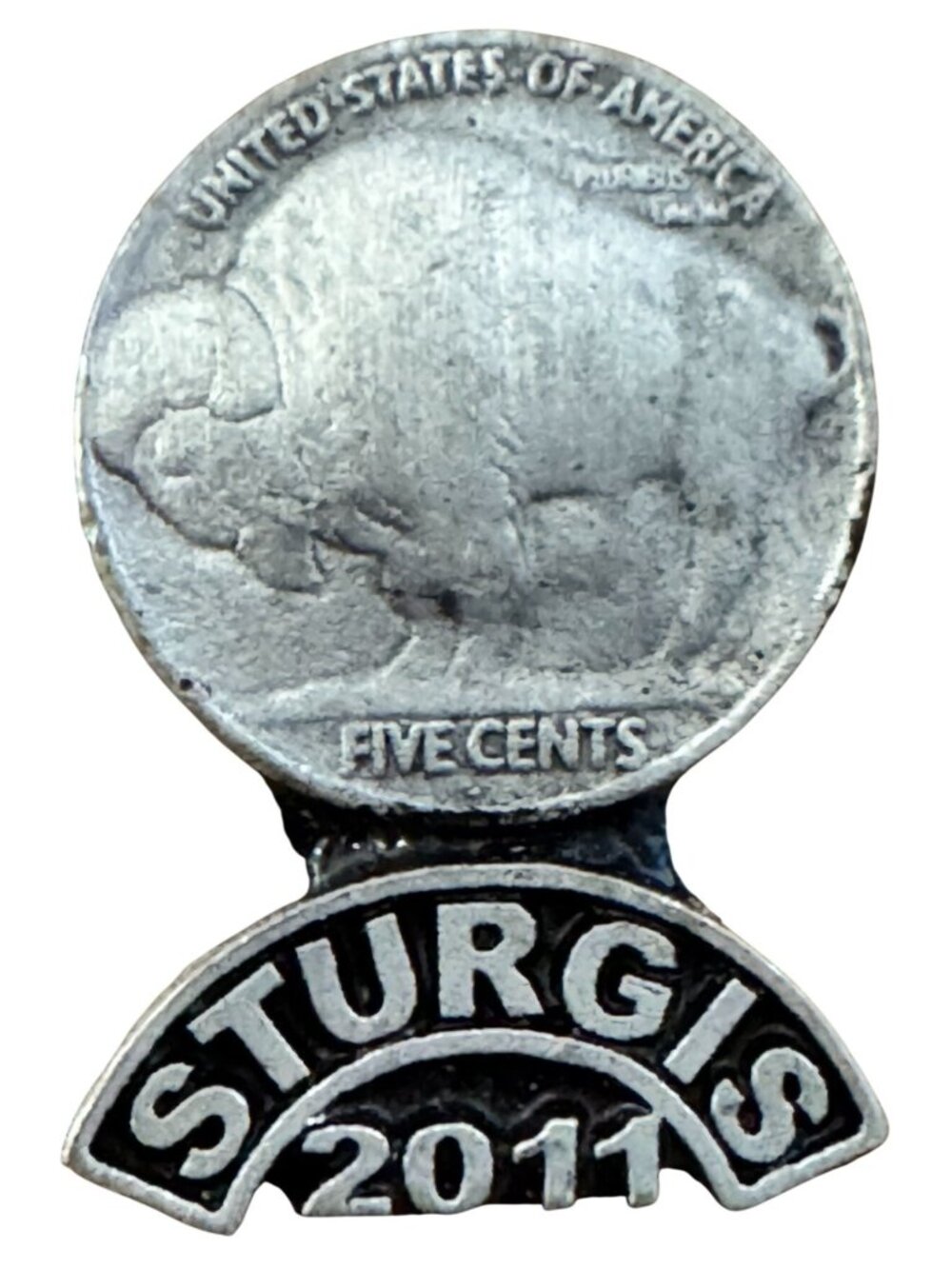 Buffalo Nickel Sturgis 2011 Pin Collectible Souvenir Metal Lapel Badge 1.5 x 1 I